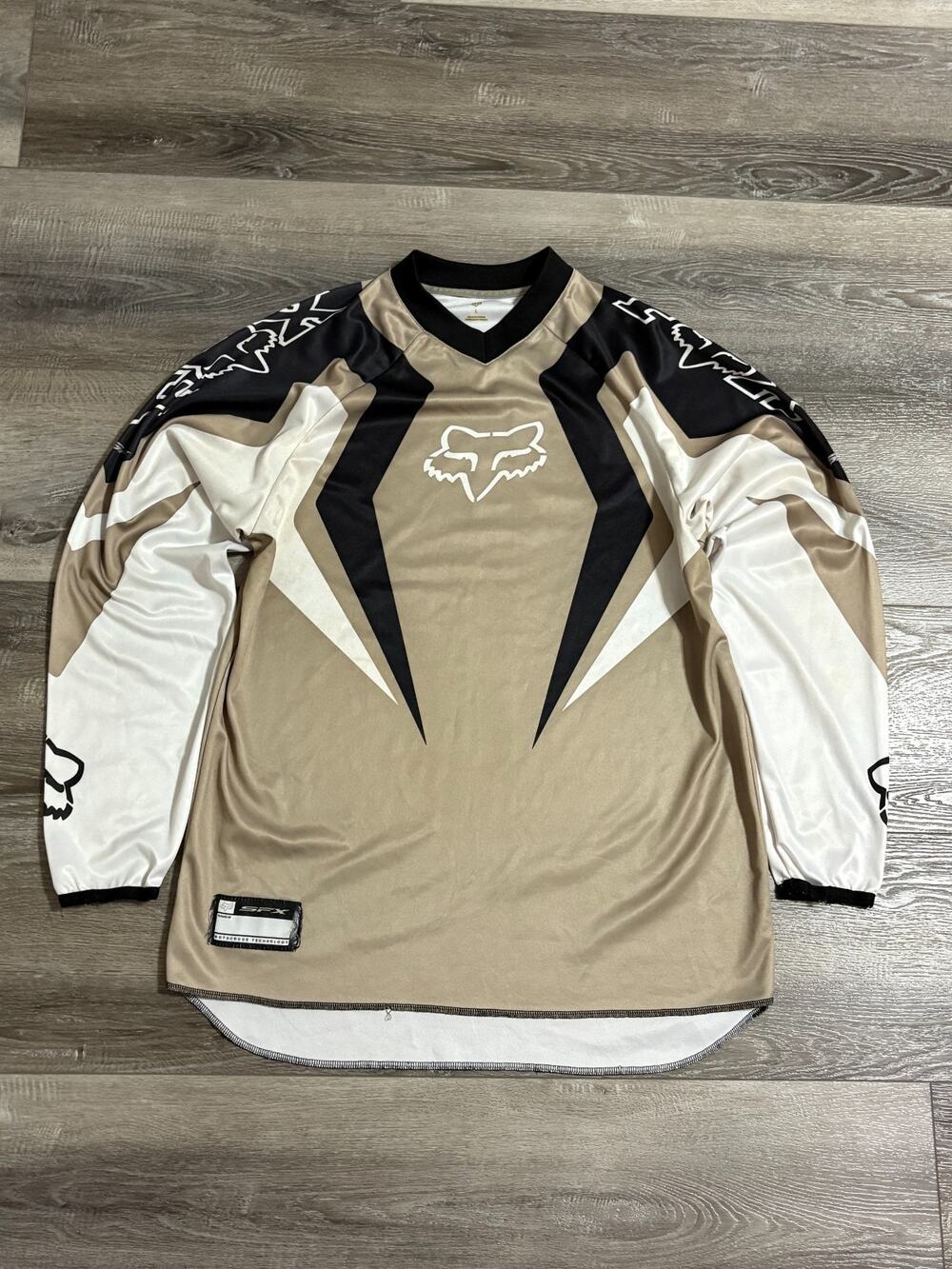 Fox Motorcross Racing Gold Striped Long Sleeve Jersey Skater Y2K - Men’s Large